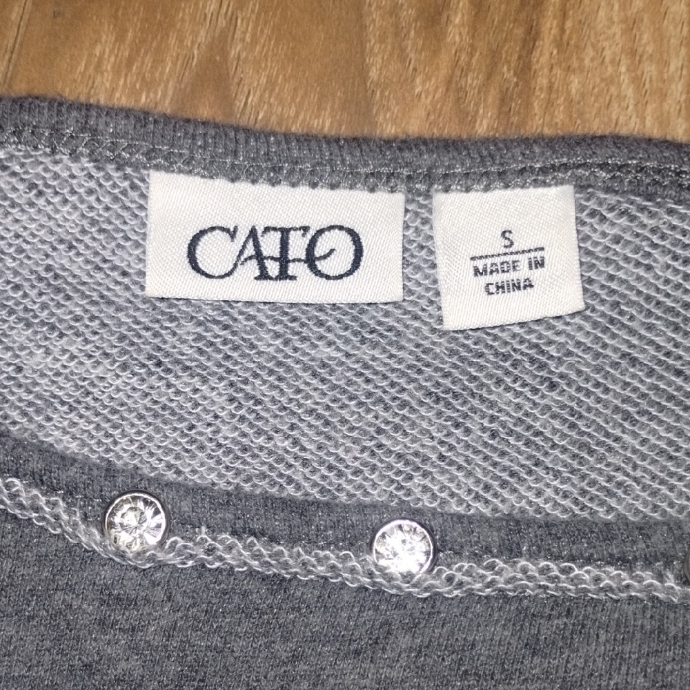 Cato Charcoal Sweater with Black Lace Hem - Picture 2 of 4